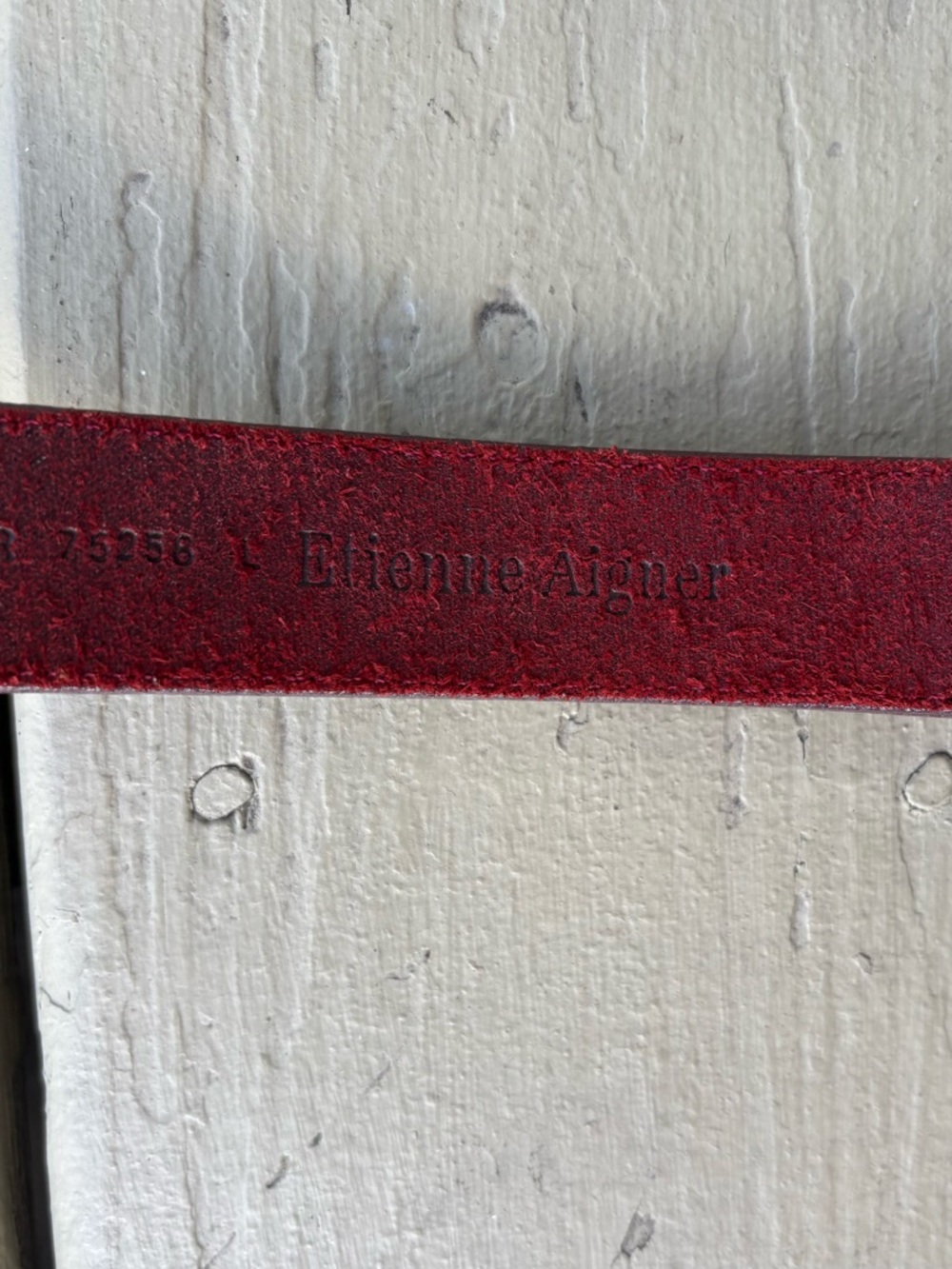 ETIENNE AIGNER Burgundy 1” Width Leather Belt with Gold Buckle, Size: M 30-34 - Picture 6 of 7